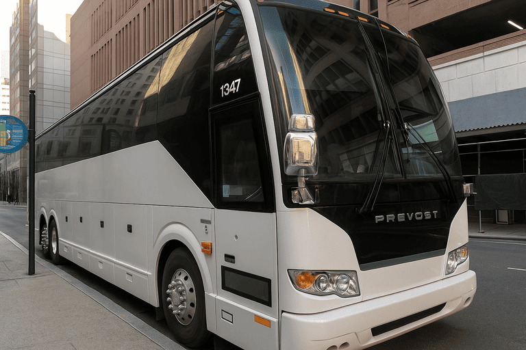 a Peabody Charter Bus coach bus