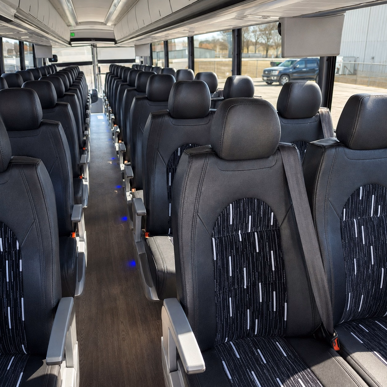 peabody charter bus rental interior